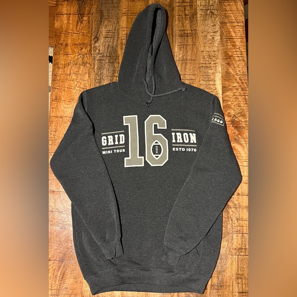 Old Chicago Grid Iron Dark Gray Hoodie Sz Medium